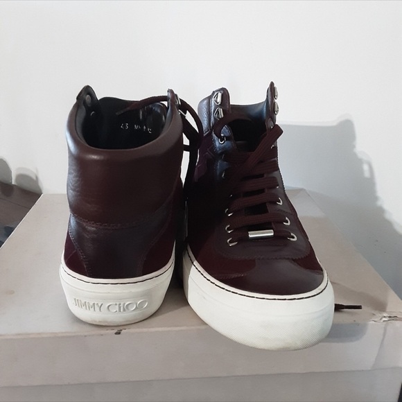 Mens Jimmy Choo Burgundy Tennis Shoes - Picture 2 of 8